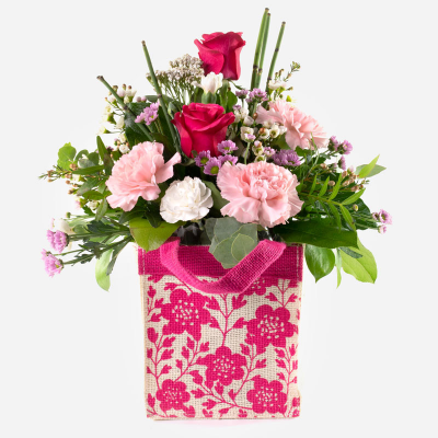 Raspberry Ripple
 - What a cute way to send your message. This little gift bag filled with flowers is simply joyful.
