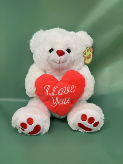 White I Love You Bear - Lovely Addition To Bouquet For Someone You Love