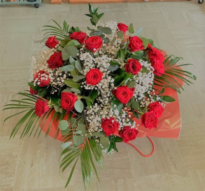 Red Roses 24 - Two Dozen Red Roses With Gypsophelia And Assorted Foliages