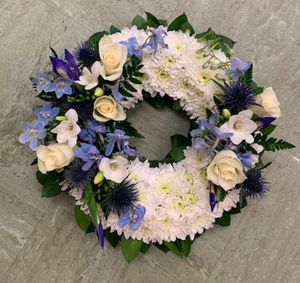 Blue And White Wreath