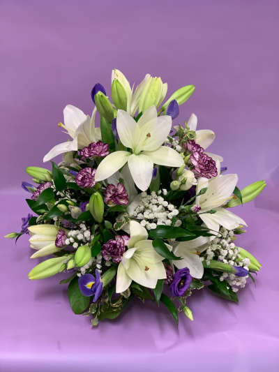 Purple and White Posy - Lovely Medium Sized Posy Of Purple And White Blooms