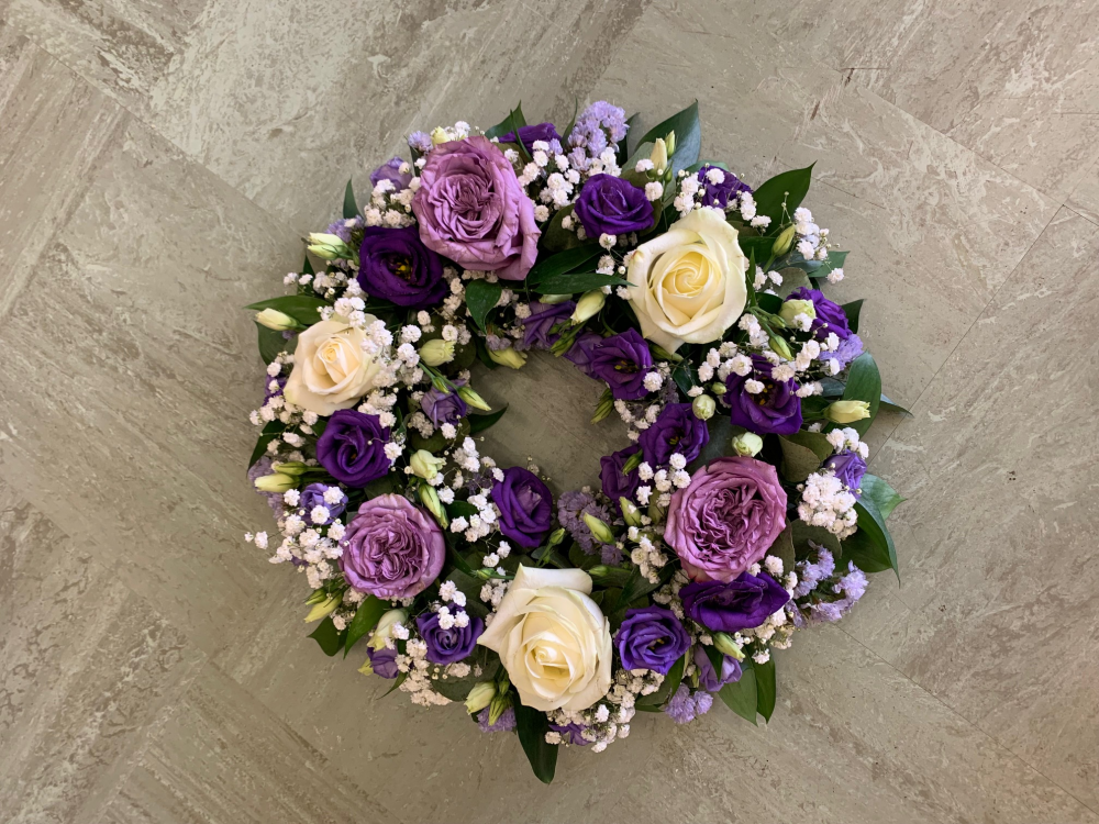 Purple And White Rose Wreath