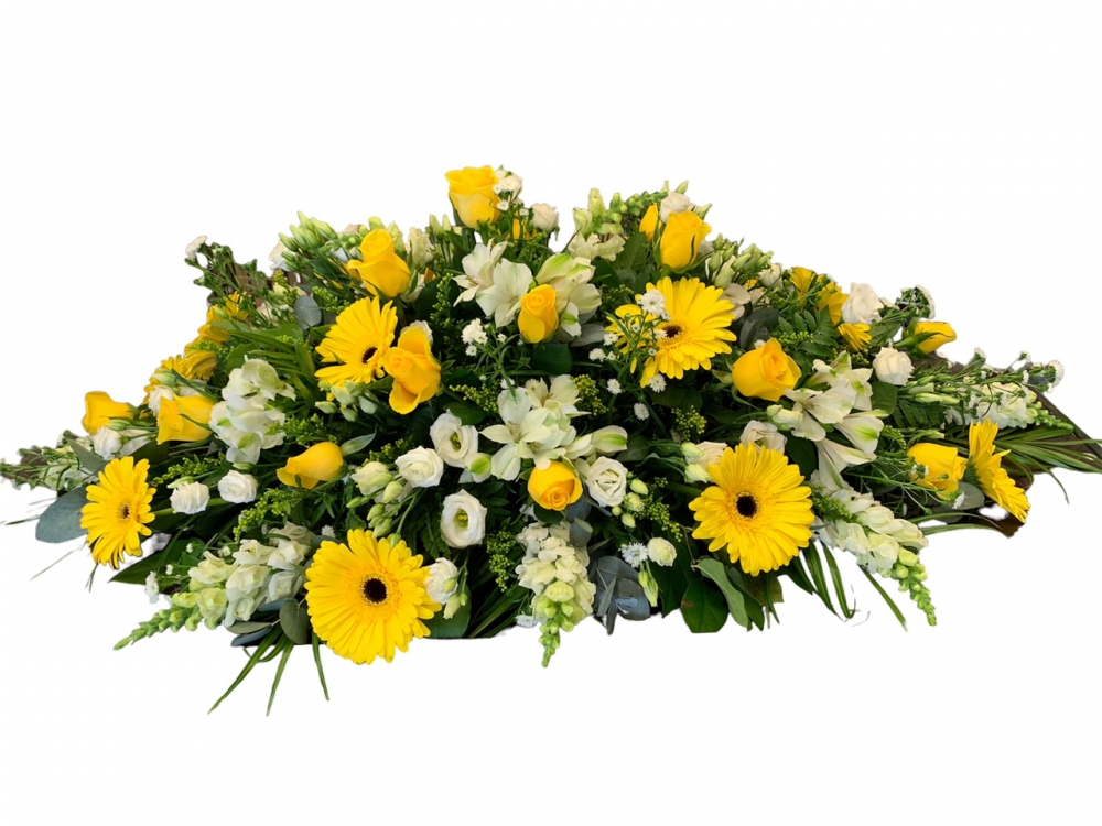 Yellow And White Casket Spray