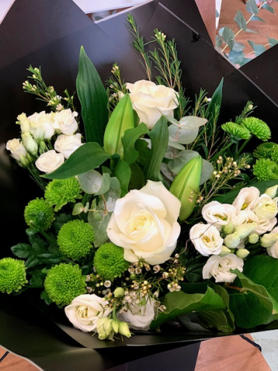 Simple Green And White - Lovely Bouquet Of Just Green And White Flowers