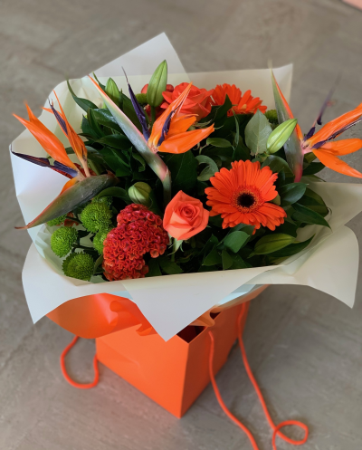 Birds Of Paradise - Vibrant Bouquet Of Oranges And Greens Including Birds Of Paradise