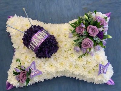 Ball Of Wool Funeral Tribute - Bespoke Ball Of Wool Arranged On A Traditional Pillow