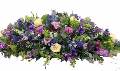 Casket spray of lilac's, purple, blue and a hint of white - Casket spray of lilac's, purple, blue and a hint of white