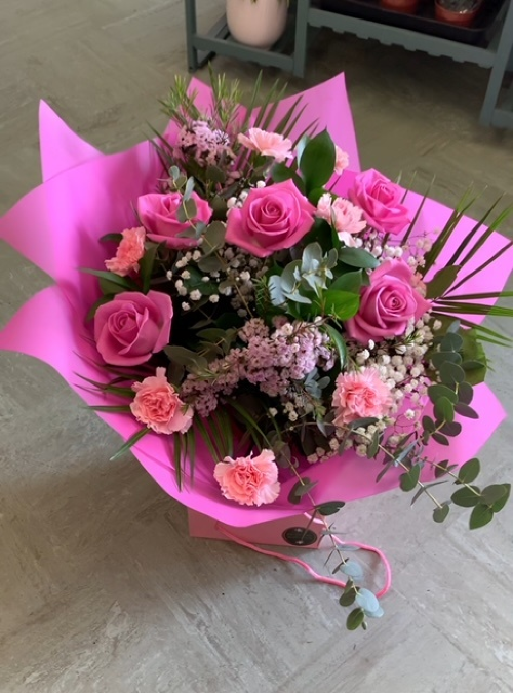 Pink Roses And Carnations